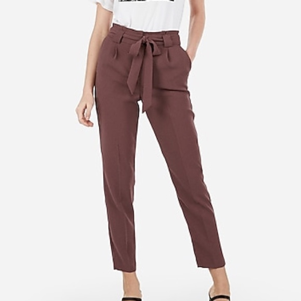 High Waisted Paperbag Ankle Pant NWT